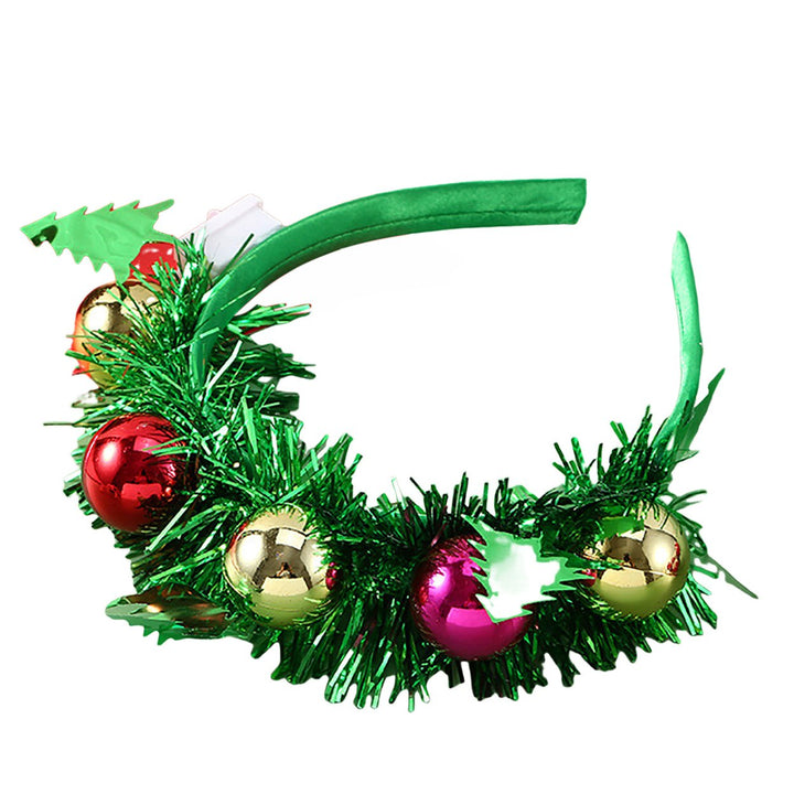 Christmas Headband Glowing Hair Band Xmas Tree Deer Horn Shape Headwear for Festive Party Decoration Image 1