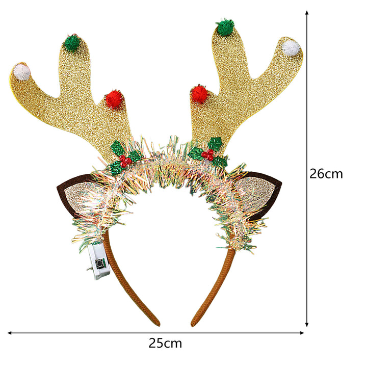 Christmas Headband Glowing Hair Band Xmas Tree Deer Horn Shape Headwear for Festive Party Decoration Image 8