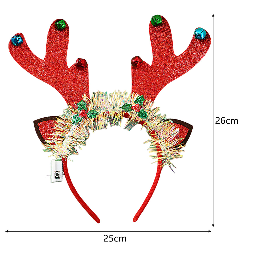 Christmas Headband Glowing Hair Band Xmas Tree Deer Horn Shape Headwear for Festive Party Decoration Image 10