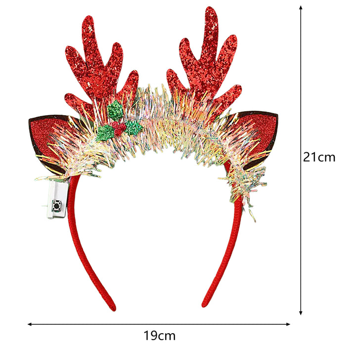 Christmas Headband Glowing Hair Band Xmas Tree Deer Horn Shape Headwear for Festive Party Decoration Image 11