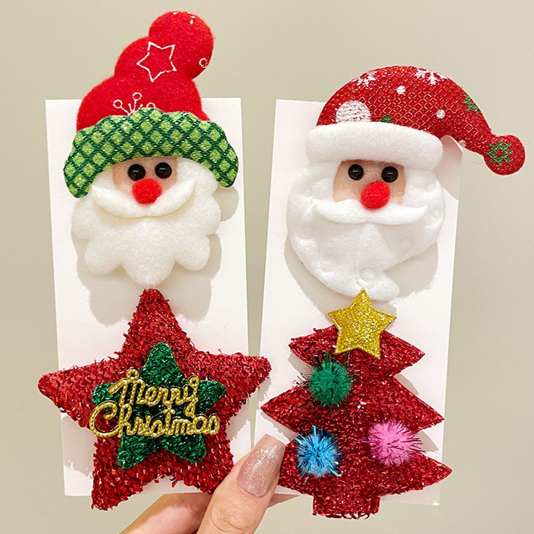 Cute Glitter Year Christmas Brooch Snowman Santa Claus Christmas Tree Star Shape Pin Clothing Scarf Badge Outfit Image 1