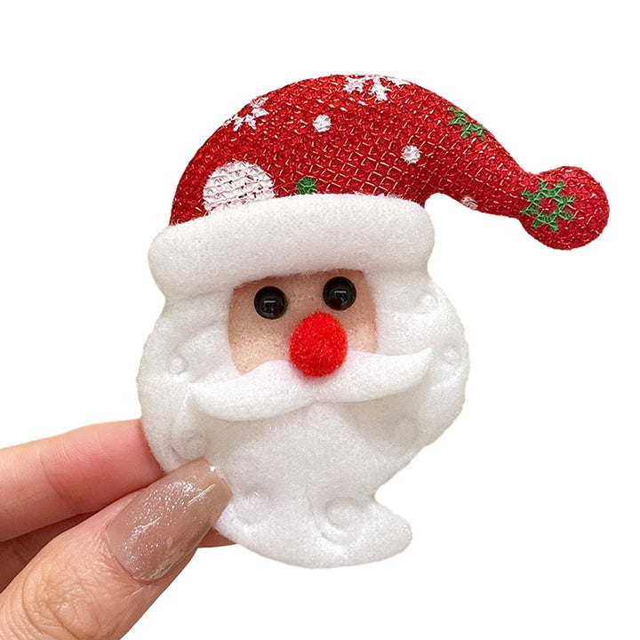 Cute Glitter Year Christmas Brooch Snowman Santa Claus Christmas Tree Star Shape Pin Clothing Scarf Badge Outfit Image 2