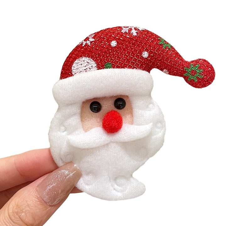 Cute Glitter Year Christmas Brooch Snowman Santa Claus Christmas Tree Star Shape Pin Clothing Scarf Badge Outfit Image 1