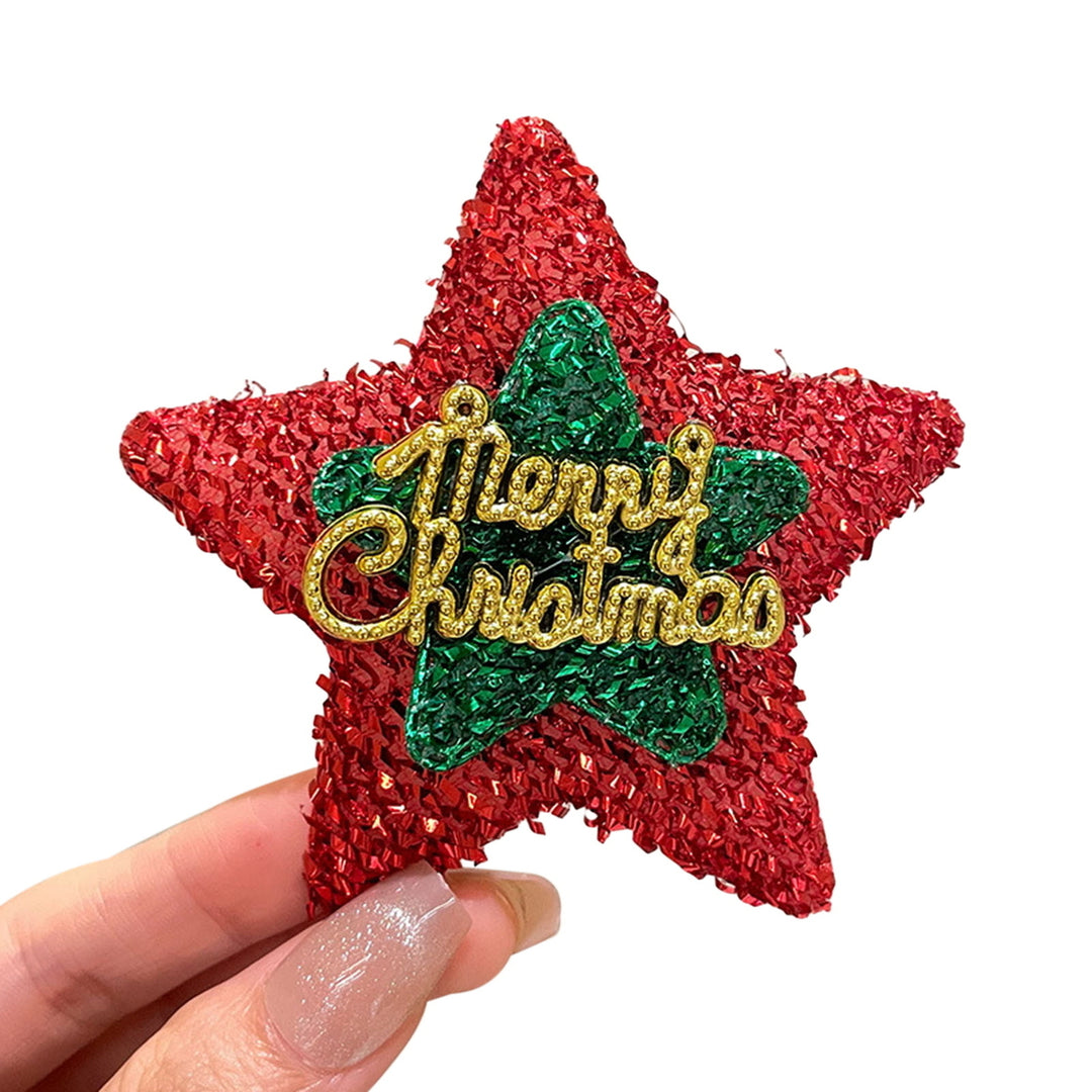 Cute Glitter Year Christmas Brooch Snowman Santa Claus Christmas Tree Star Shape Pin Clothing Scarf Badge Outfit Image 4