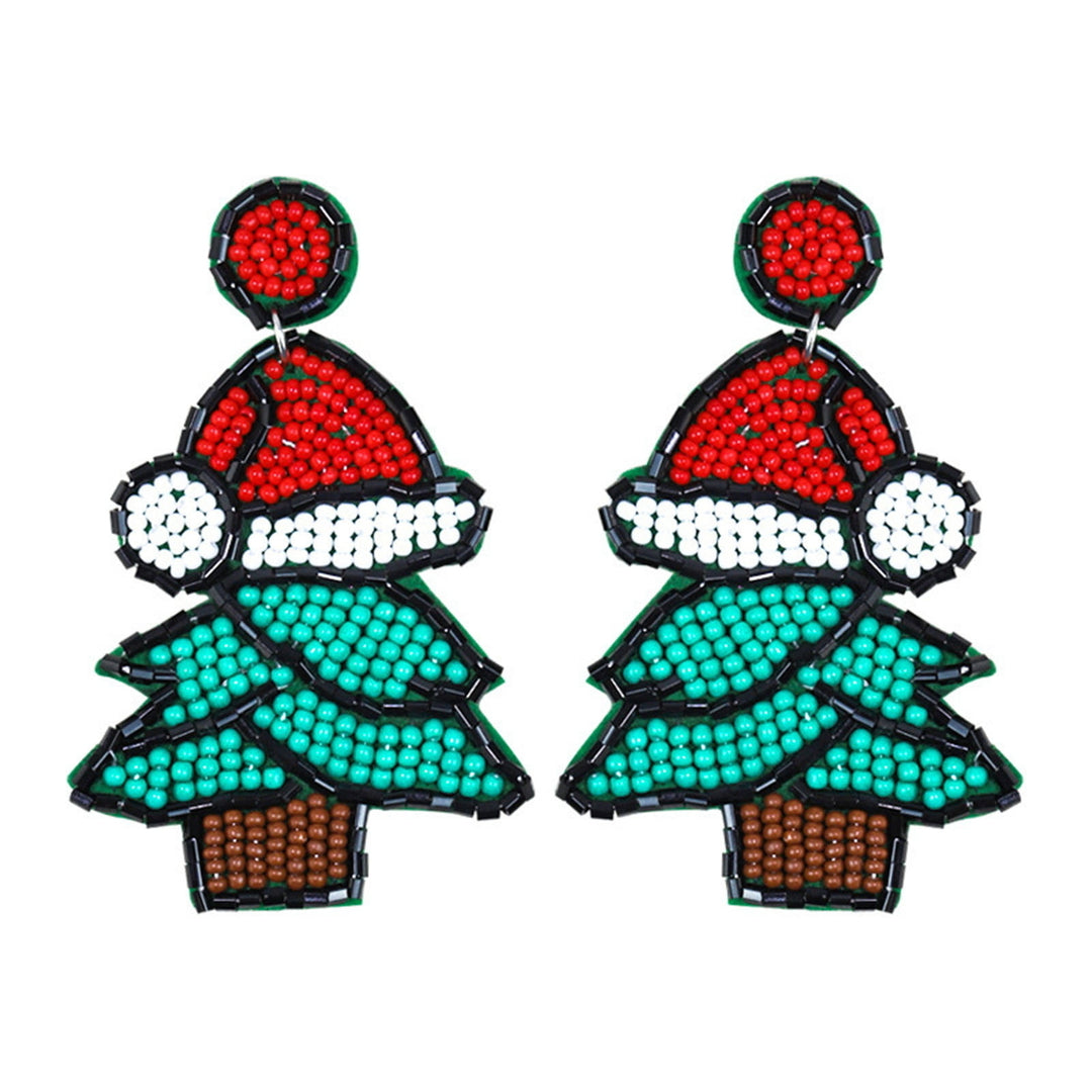 1 Pair Men Women Creative Christmas Dangle Earrings Hat Xmas Tree Bell Elk Cactus Shape Drop Earrings Handmade Beads Image 4