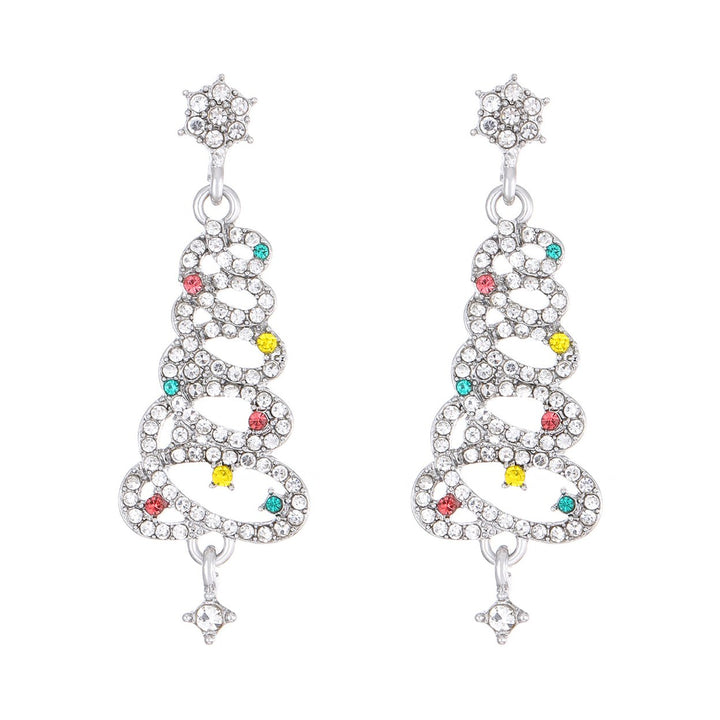 1 Pair Women Earrings Christmas Tree Shape Cubic Zirconia Decor Hollow Out Hanging Earrings Year Party Dangle Earrings Image 1