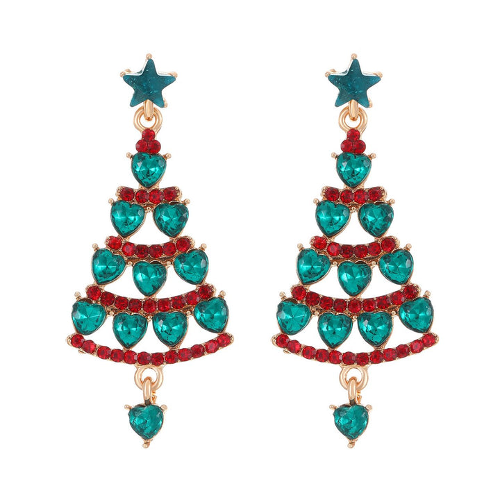 1 Pair Women Earrings Christmas Tree Shape Cubic Zirconia Decor Hollow Out Hanging Earrings Year Party Dangle Earrings Image 1