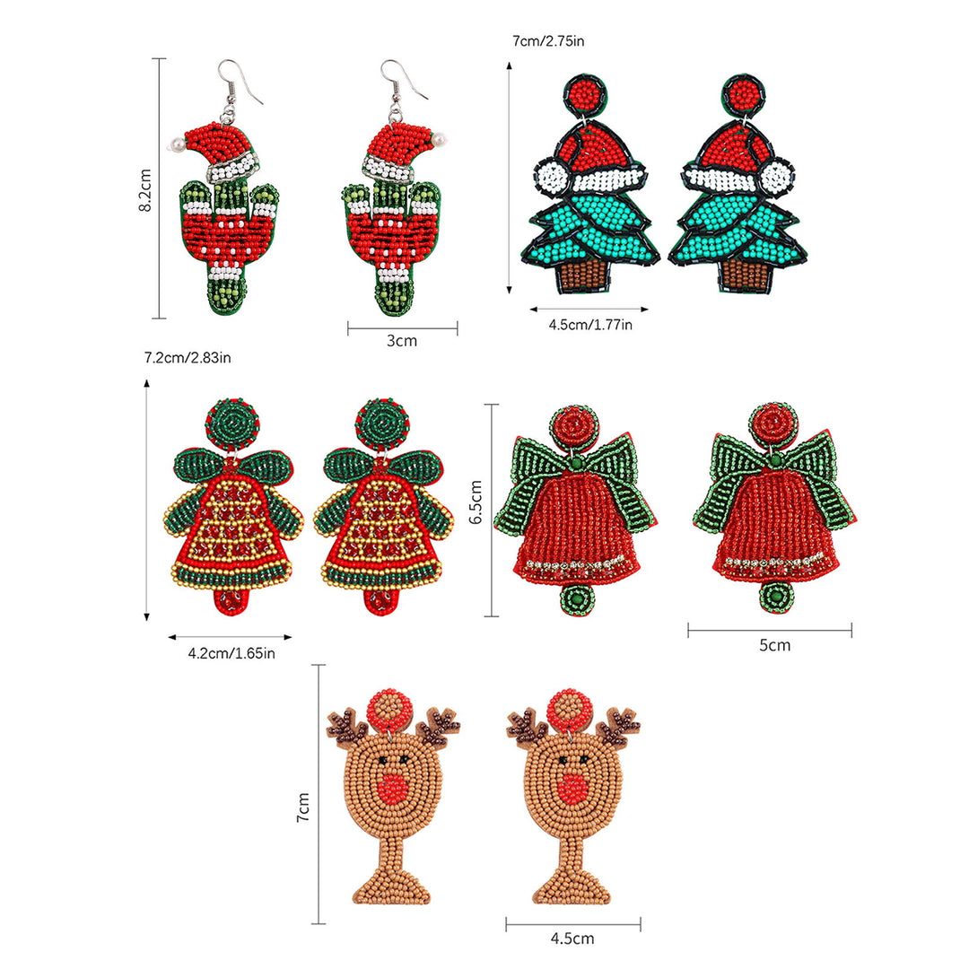 1 Pair Men Women Creative Christmas Dangle Earrings Hat Xmas Tree Bell Elk Cactus Shape Drop Earrings Handmade Beads Image 10