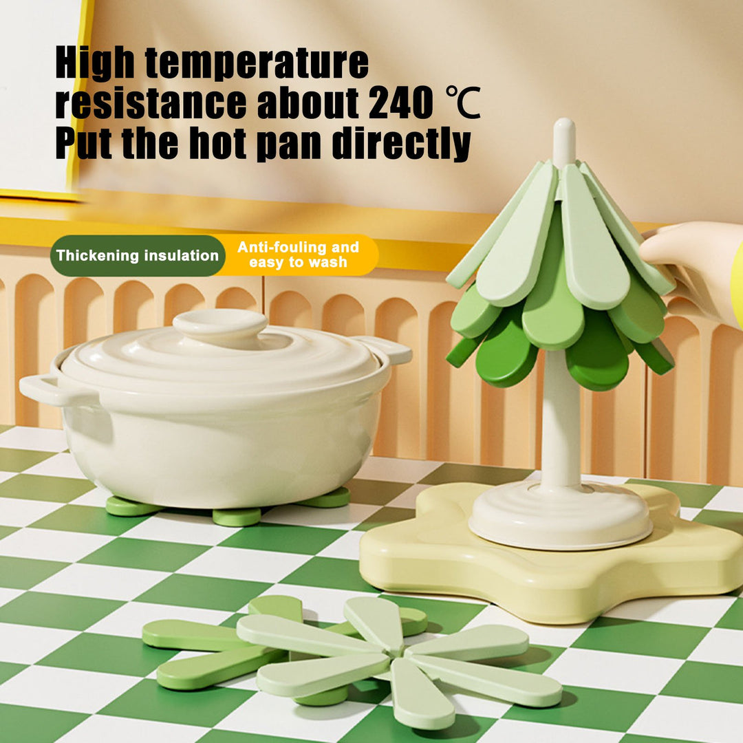 Silicone Trivets with Stand Christmas Tree Shape Placemat Hot Pads Oil-proof Placemat Pot Holder Heat Resistant Kitchen Image 4