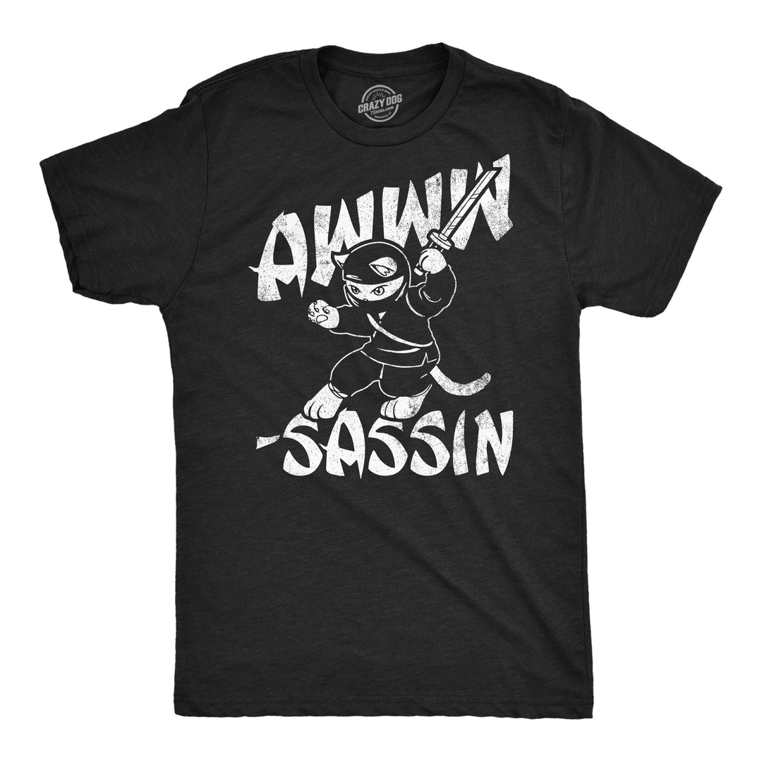 Mens Funny T Shirts Awww Sassin Sarcastic Kitten Graphic Novelty Tee For Men Image 1