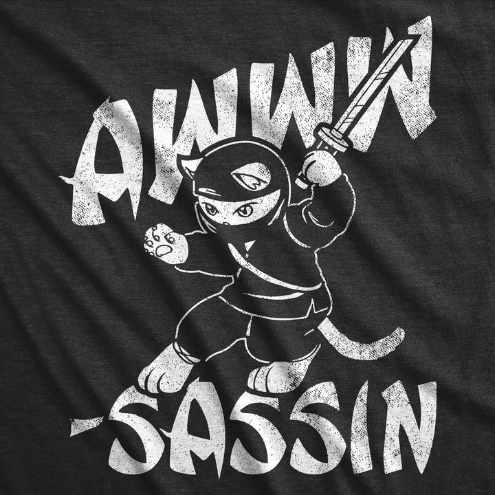 Mens Funny T Shirts Awww Sassin Sarcastic Kitten Graphic Novelty Tee For Men Image 2