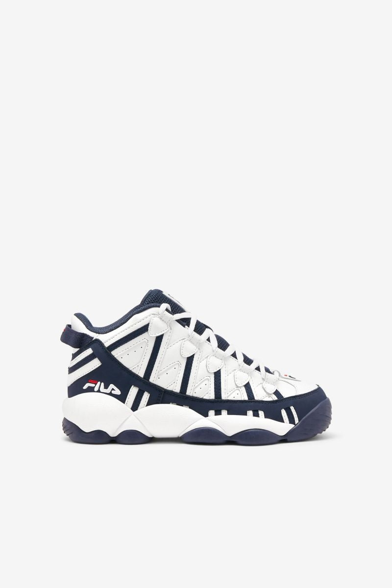 Fila Kids Stackhouse Basketball Sneakers White Navy Red Textile Leather Image 1