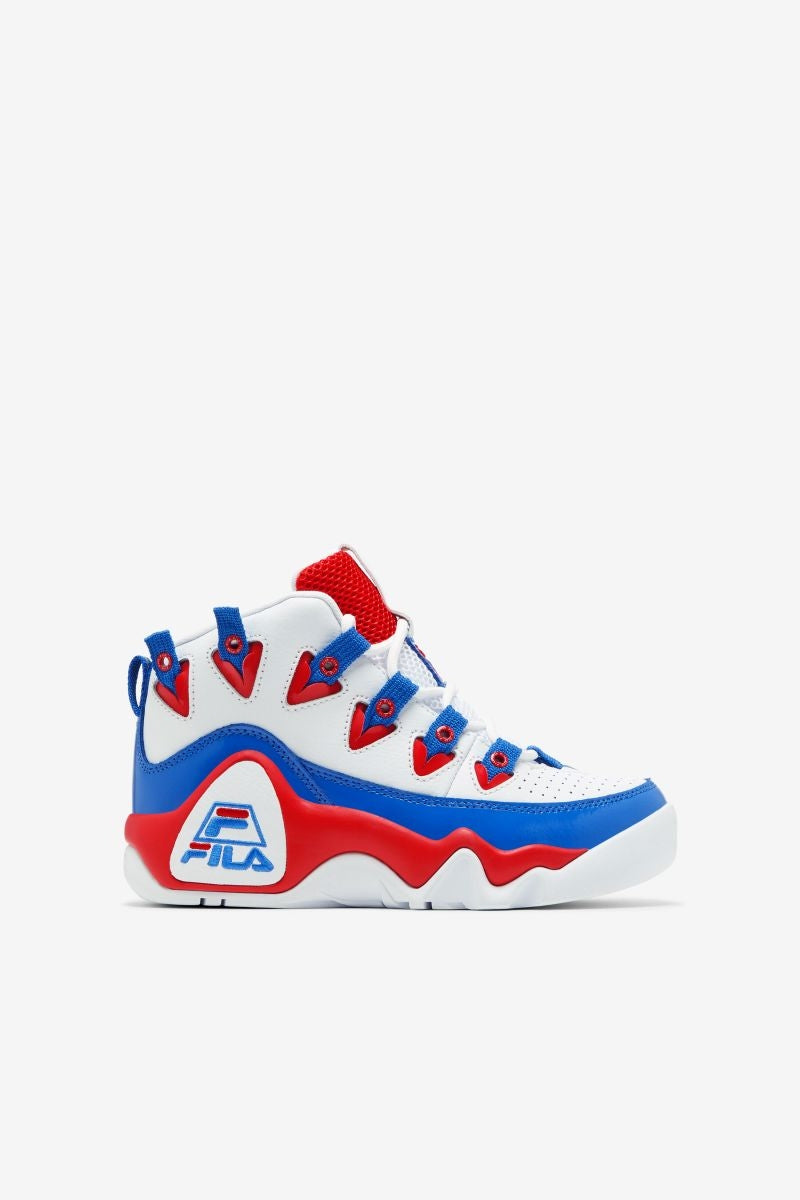 Fila Grant Hill 1 Boys Basketball Shoes White Red Blue Little Kid Size 3-6 Image 1