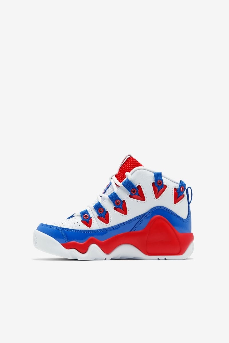 FILA Unisex Kids Grant Hill 1 Basketball Shoes White/Fila Red/Prince Blue - 3BM01290-125 White / Fila Red / Prince Blue Image 2