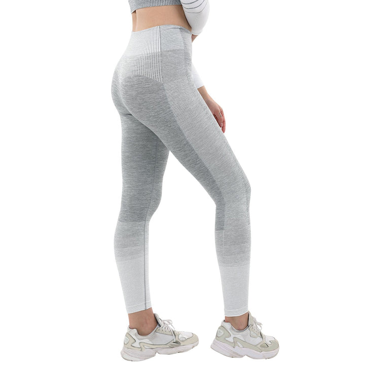 Bocana Seamless Leggings - Grey and White Image 4