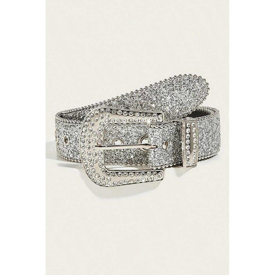 White Rhinestone Buckle Belt Image 1