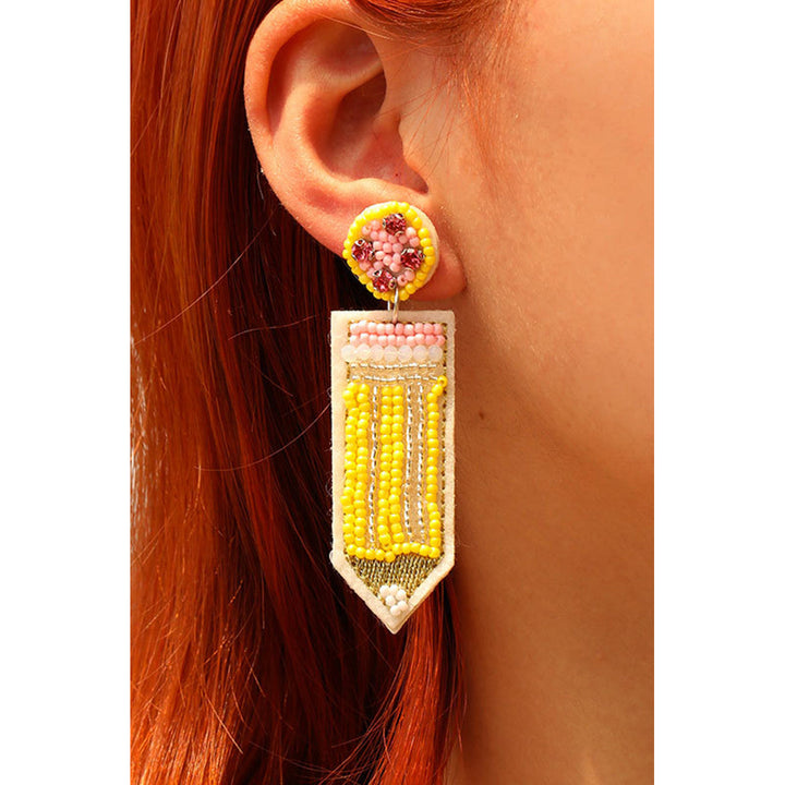 Yellow Teacher Pencil Earrings Image 1