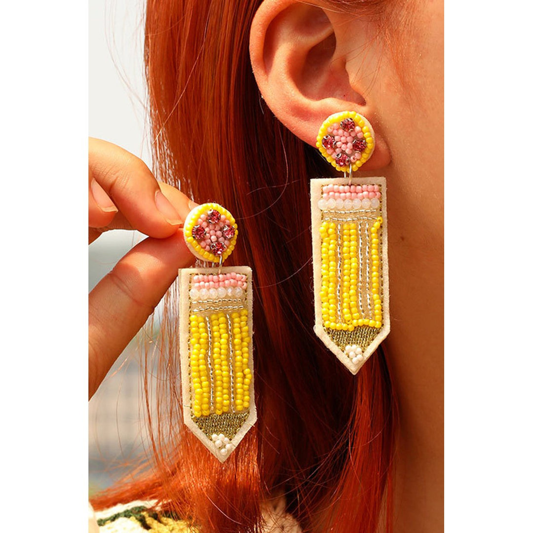 Yellow Teacher Pencil Earrings Image 2