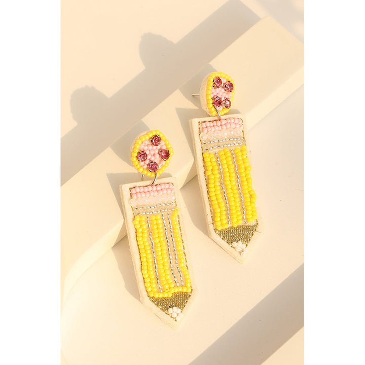 Yellow Teacher Pencil Earrings Image 3