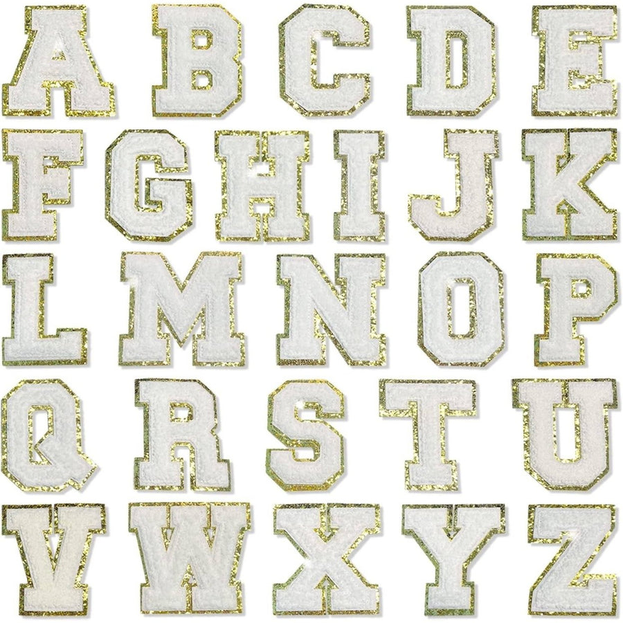 White Self Adhesive Chenille Letters Patches Image 1