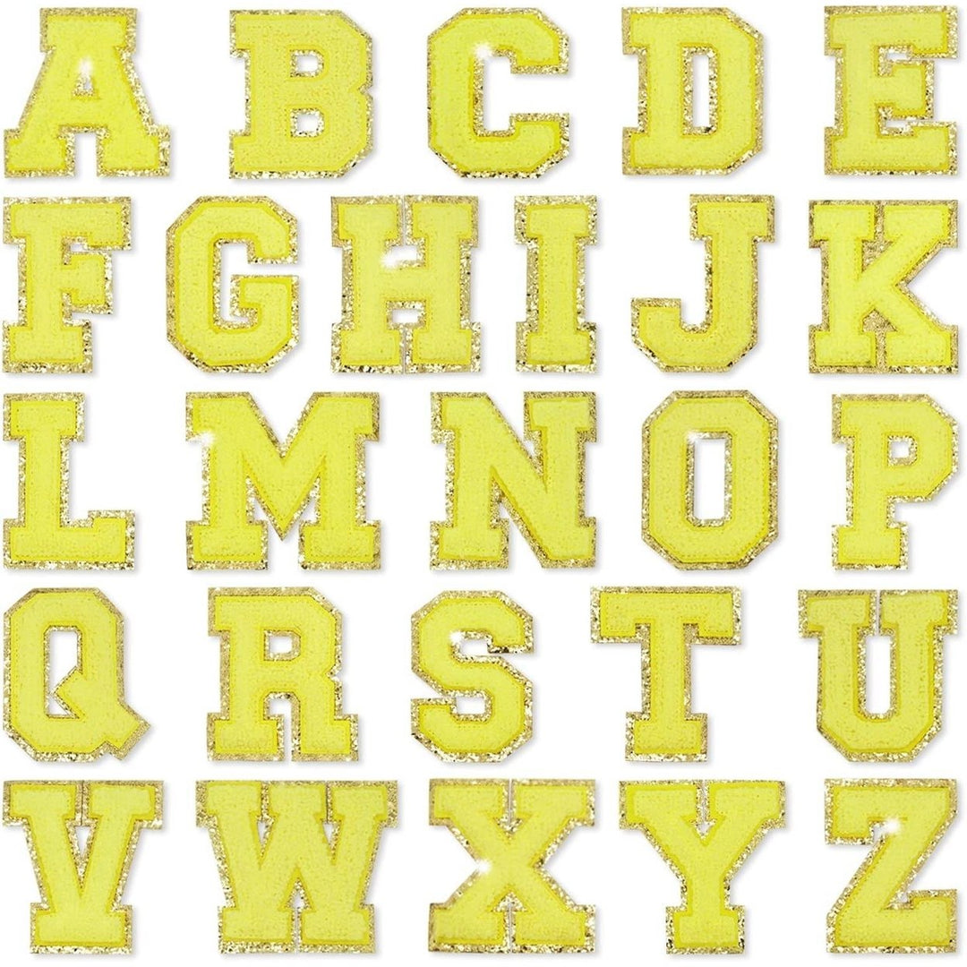 Yellow Self Adhesive Chenille Letters Patches Image 1