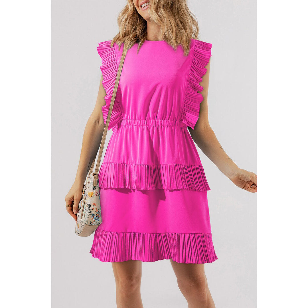 Zoe Pleated Layered Flutter Mini Dress Image 1