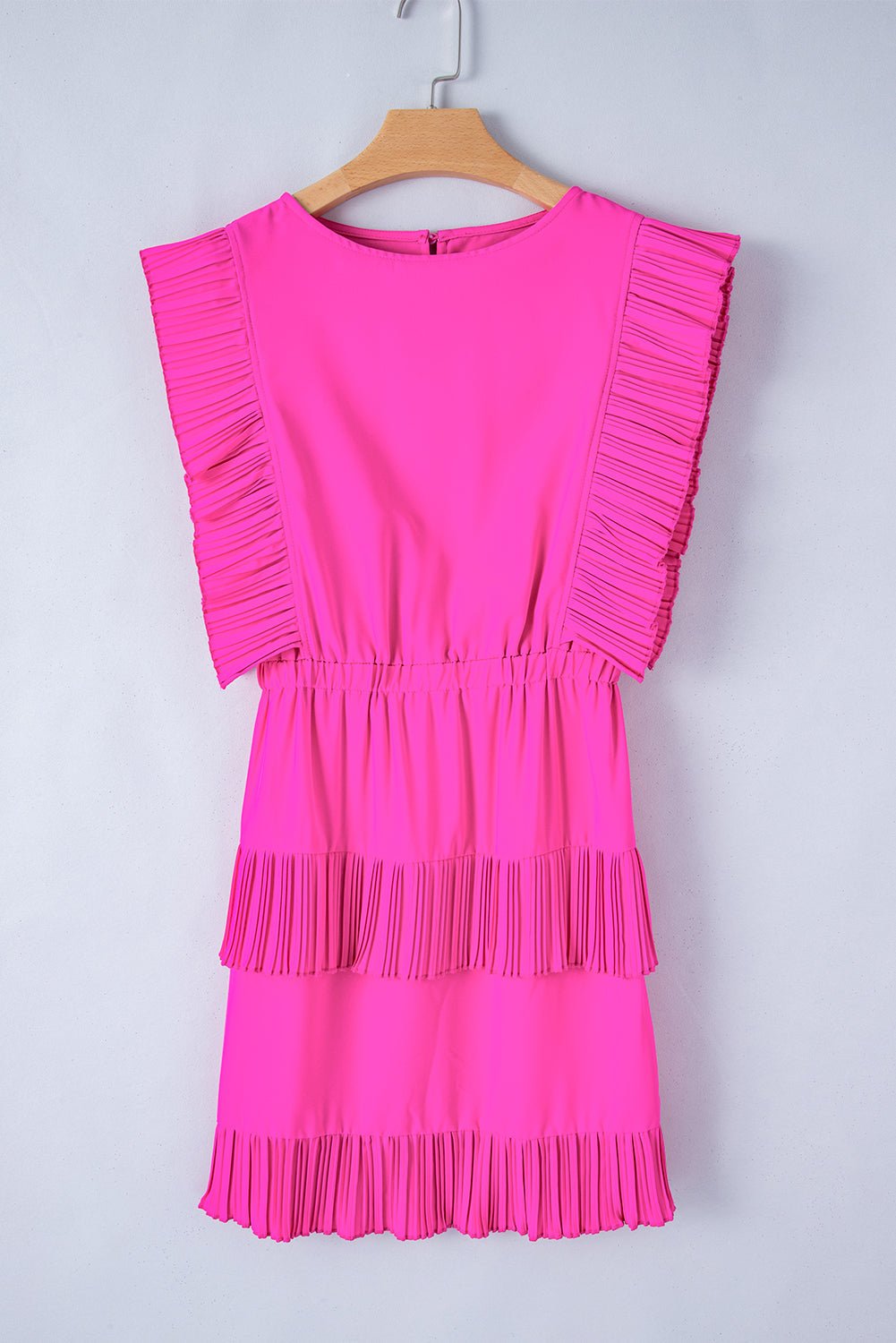 Zoe Pleated Layered Flutter Mini Dress Image 3