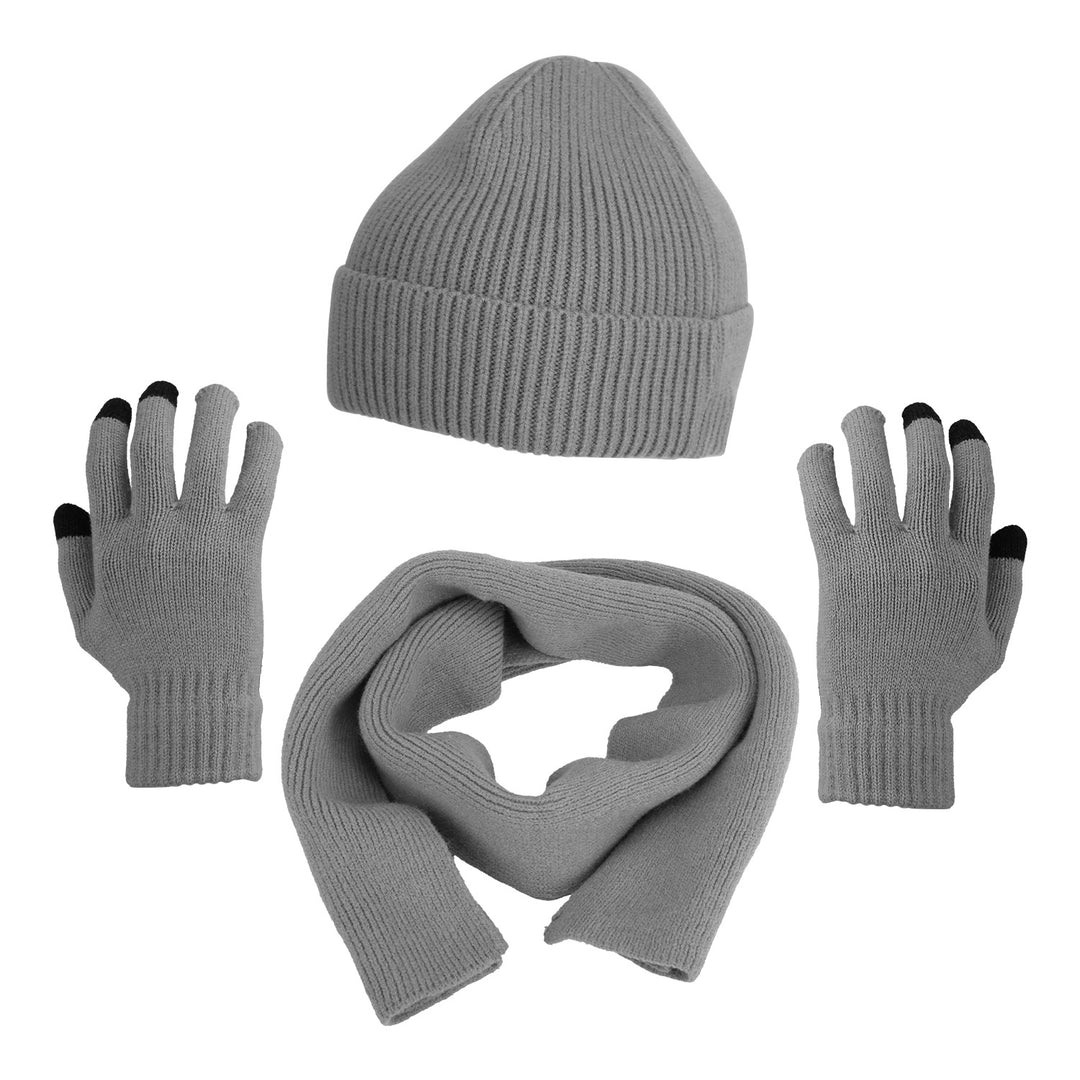 Winter Knitted Hat Scarf Gloves 3Pcs Winter Warm Beanie and Touch Screen Gloves Long Neck Scarf Set Knit Beanie Skull Image 8