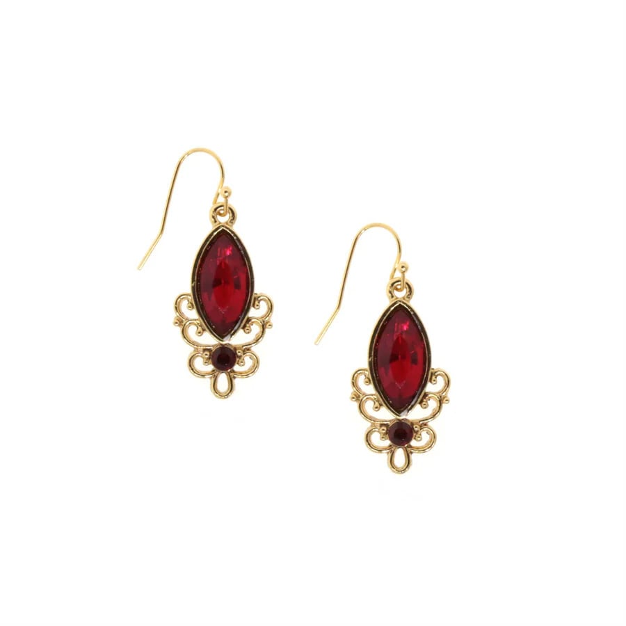 Womens Earring Jewelry Alluring Siam Red Crystal Drop Earrings Image 1