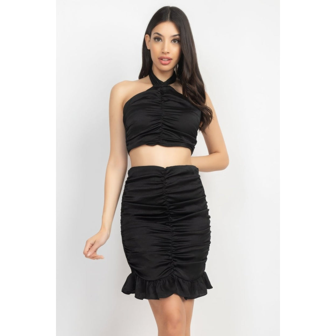 Halter Neck Crop Top and Skirts Set Image 1