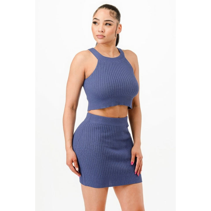 Halter Neck Tank Top And Bodycon Mini Skirt Set Image 1