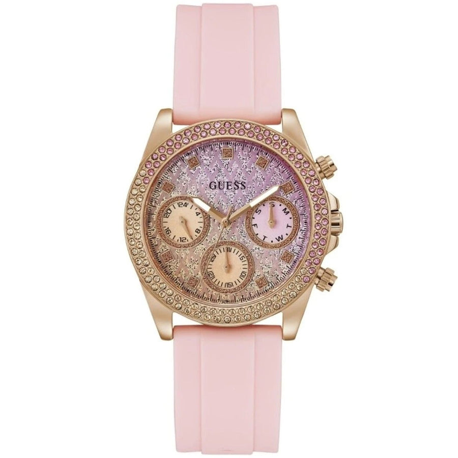 Guess Womens Sparkling Pink Multicolor Dial Watch - GW0032L4 Image 1