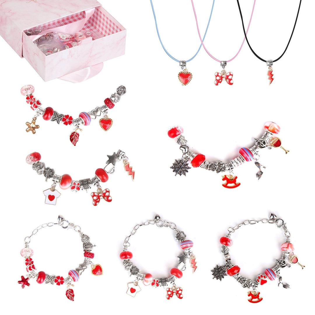 66Pcs Charm Bracelet Making Kit Kids Jewelry Necklace Making Kits Colorful DIY Charm Beads Image 9