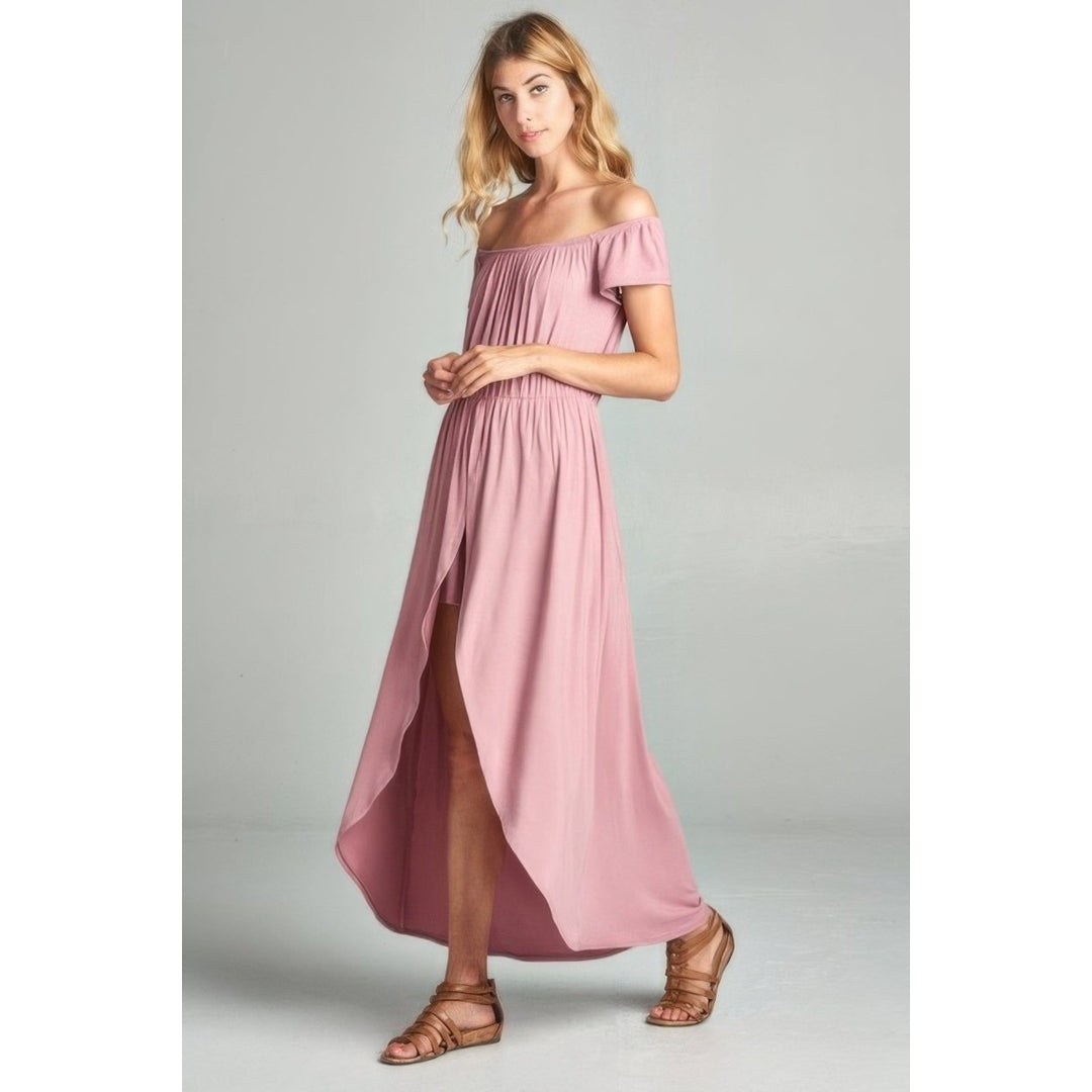 Off Shoulder Solid Jersey Romper Maxi Image 1