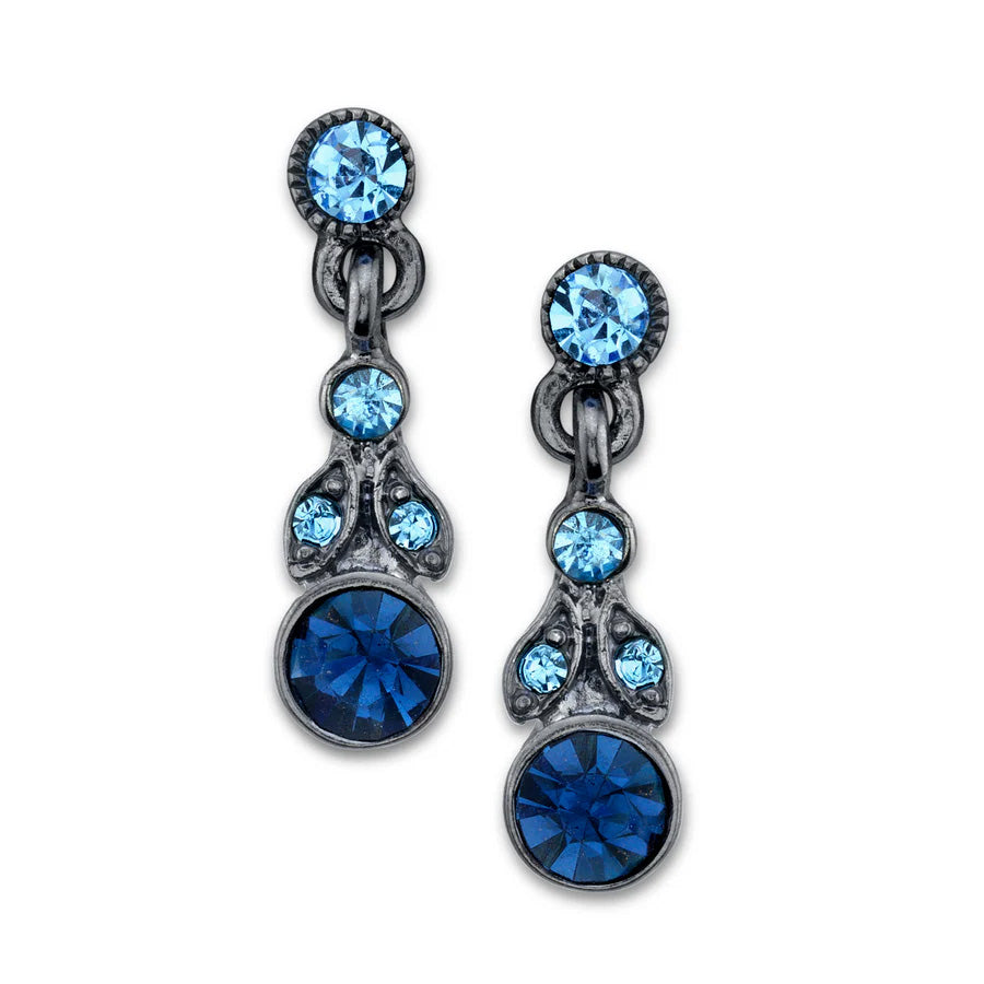 Womens Fashion Jewelry Light Sapphire and Montana Blue Euro Crystal Drop Earrings Image 1