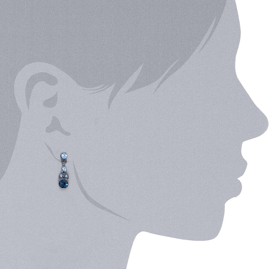 Womens Fashion Jewelry Light Sapphire and Montana Blue Euro Crystal Drop Earrings Image 2