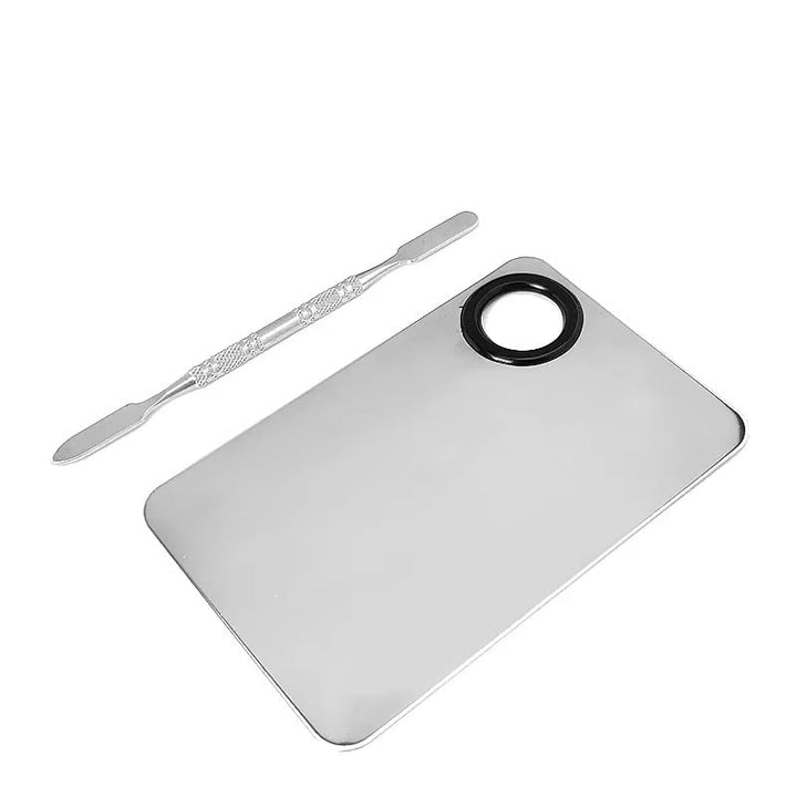 Stainless Steel Makeup Mixing Palette with Spatula Foundation Nail Art Tool Image 1