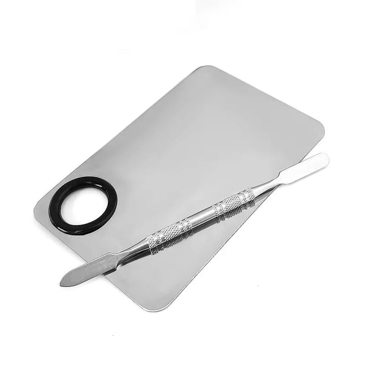 Stainless Steel Makeup Mixing Palette with Spatula Foundation Nail Art Tool Image 3