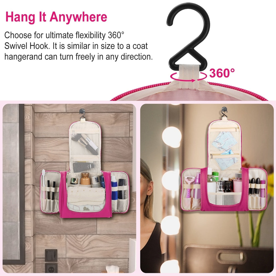 Travel Makeup Bags Portable Cosmetics Organizer Bag with Hang Hook Handstrap Waterproof Toiletry Wash Bag for Women Image 7