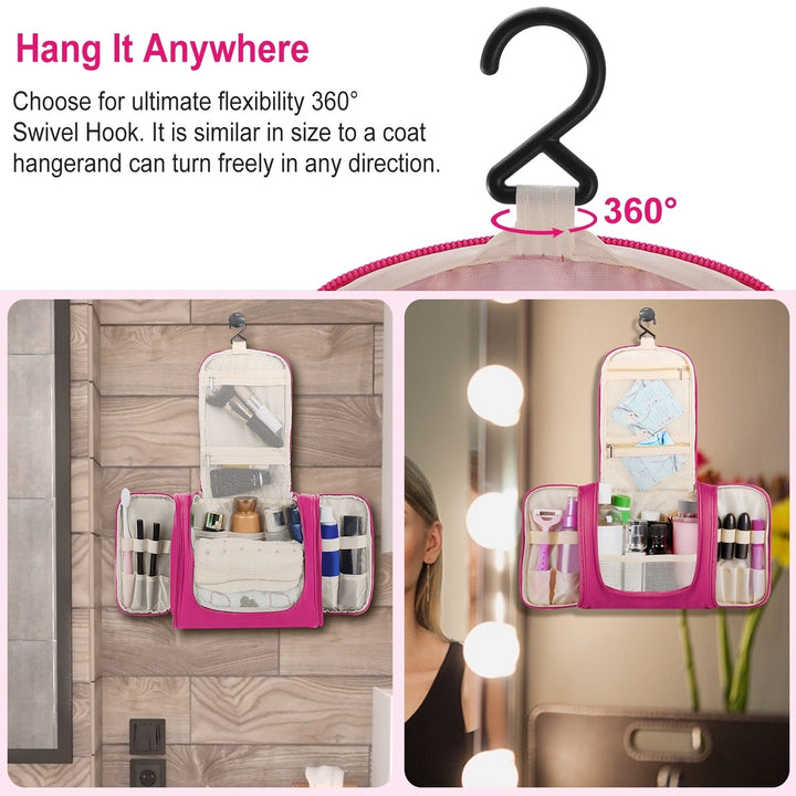 Travel Makeup Bags Portable Cosmetics Organizer Bag with Hang Hook Handstrap Waterproof Toiletry Wash Bag for Women Image 7