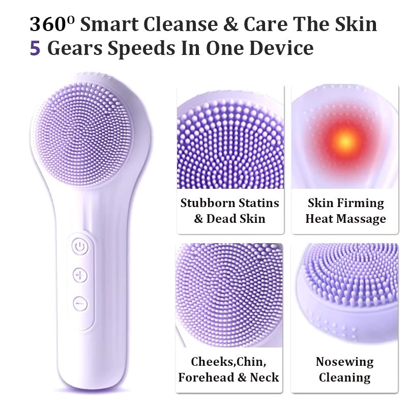 Rechargeable Sonic Waterproof Facial Cleansing Brush for Men Women Image 2