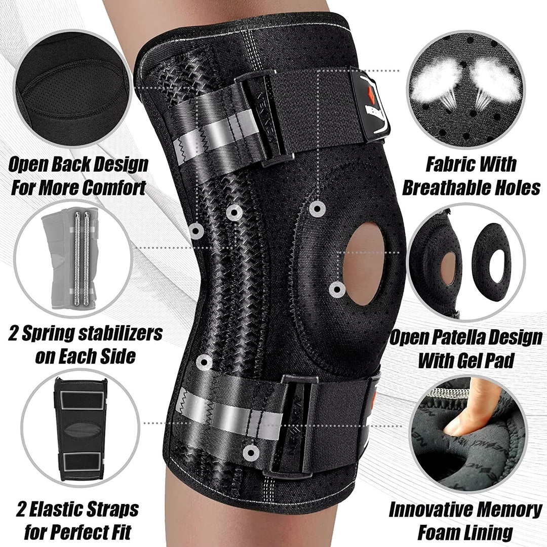 Hinged Knee Brace for Pain Relief - Support with Side Stabilizers Image 2