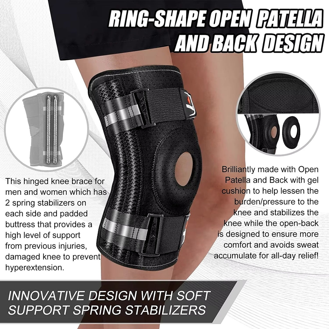 Hinged Knee Brace for Pain Relief - Support with Side Stabilizers Image 3