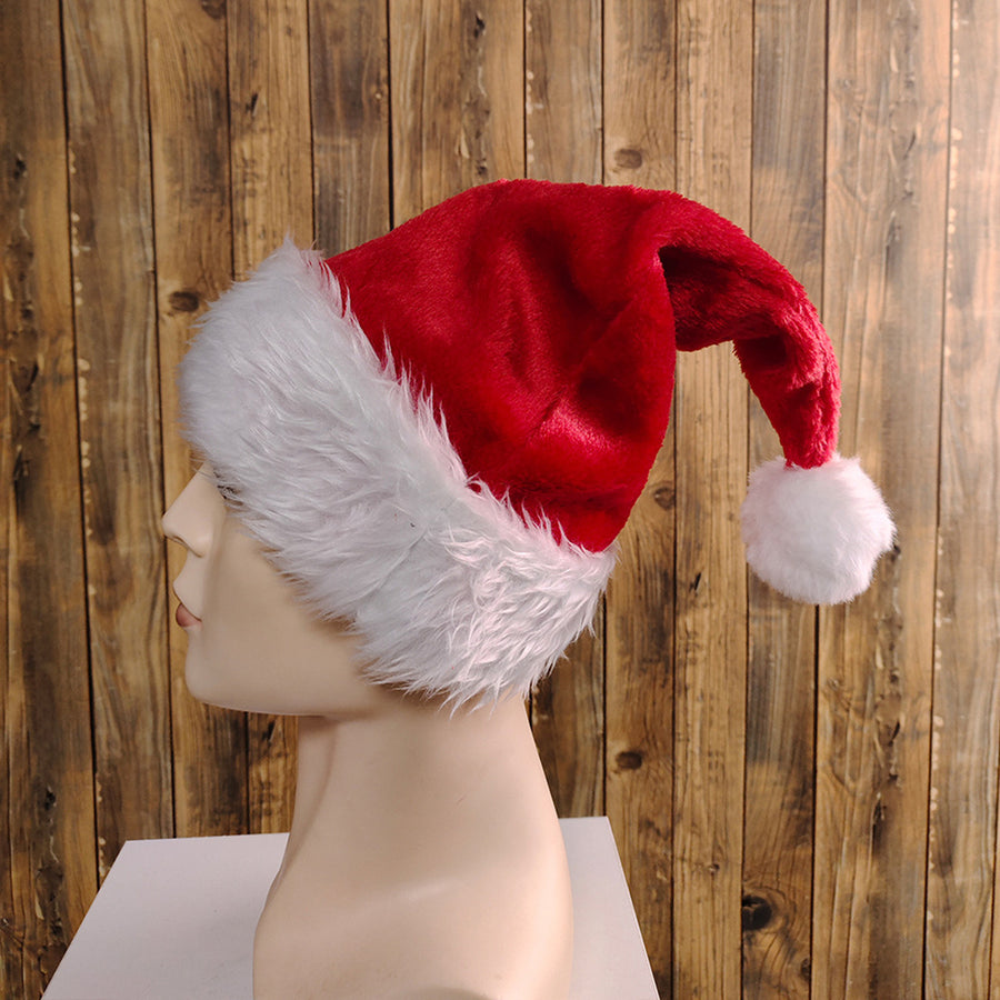 Unisex Christmas Hat Extra Large Thick Year Party Beanie Contrast Color Elastic Thick Plush Decor Santa Cosplay Adult Image 1