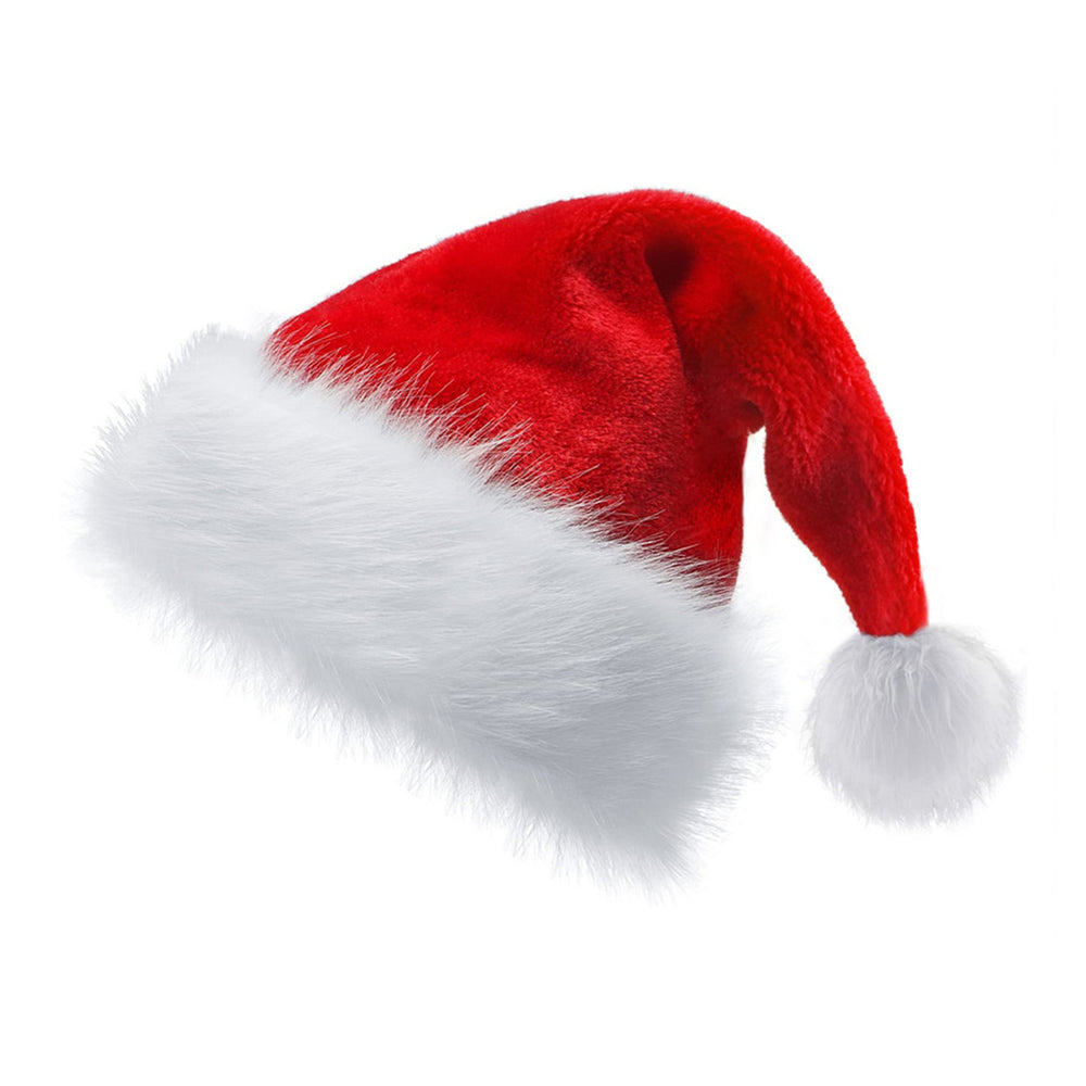 Unisex Christmas Hat Extra Large Thick Year Party Beanie Contrast Color Elastic Thick Plush Decor Santa Cosplay Adult Image 2