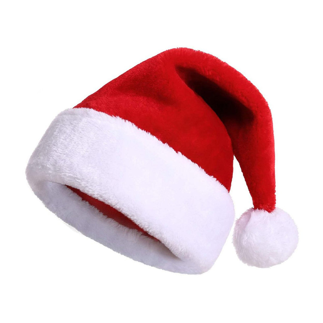 Unisex Christmas Hat Extra Large Thick Year Party Beanie Contrast Color Elastic Thick Plush Decor Santa Cosplay Adult Image 1