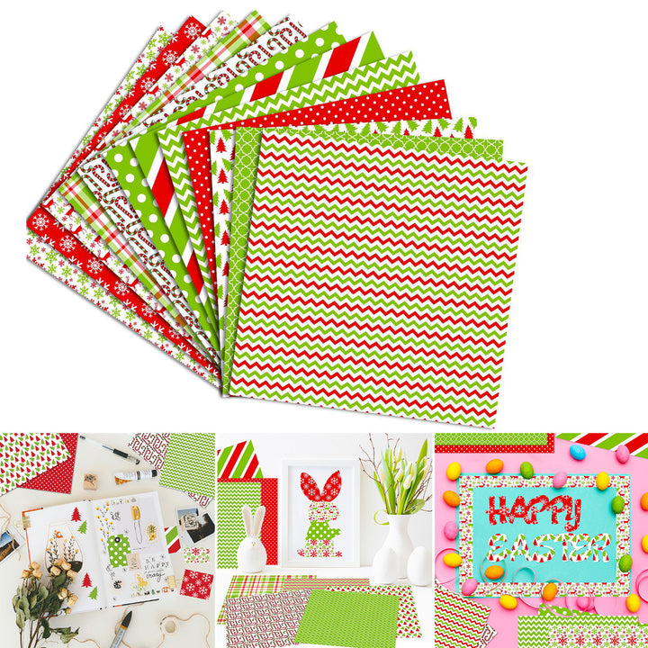 12Pcs Floral Christmas Scrapbooking Paper Pack Xmas Style Pattern Vibrant Color Multi-functional DIY Craft Material Image 1