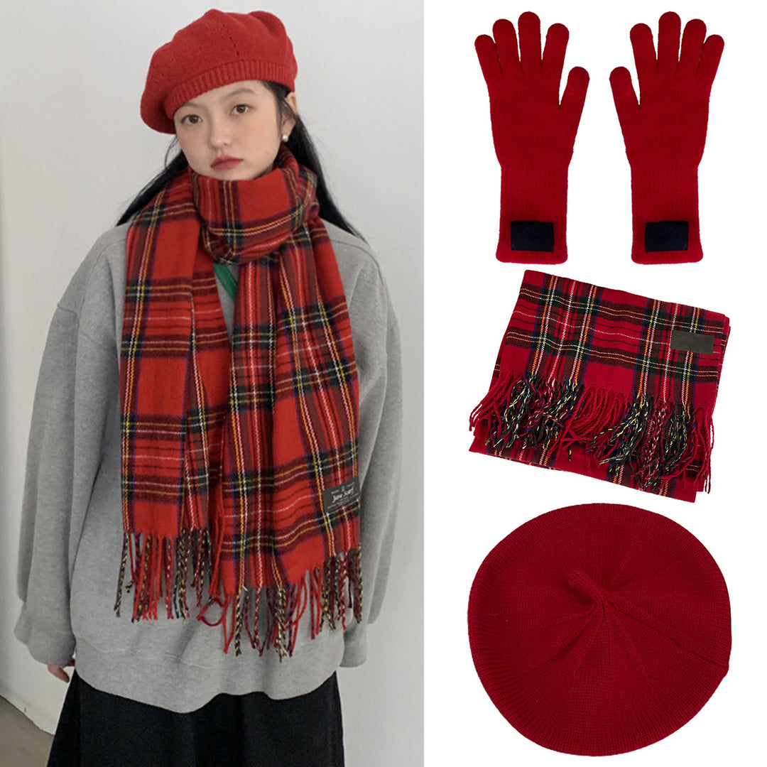 Cozy Winter Red Scarf Soft Comfortable Thickened Warm Vibrant Color Versatile Fashion Sophisticated Scarf Image 1