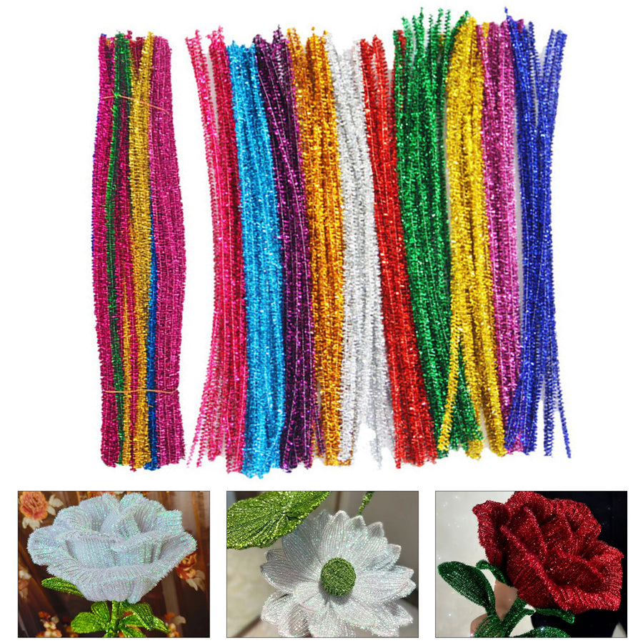 2 Bundles 30CM Pipe Cleaner Glitter DIY Art Craft Flexible Preschool Education Children Chenille Stem Educational Toys Image 1