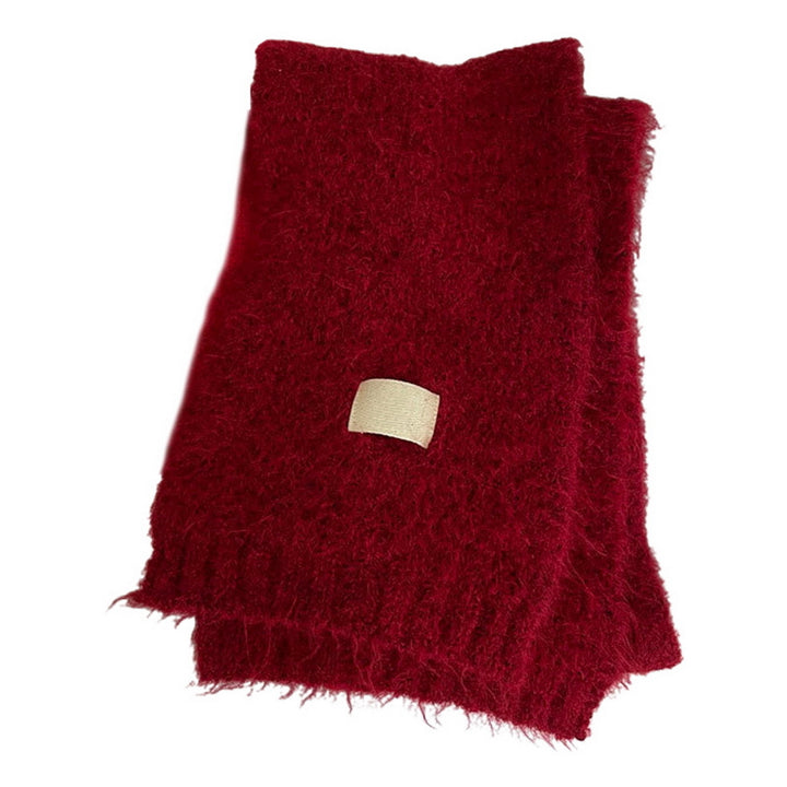 Cozy Winter Red Scarf Soft Comfortable Thickened Warm Vibrant Color Versatile Fashion Sophisticated Scarf Image 7